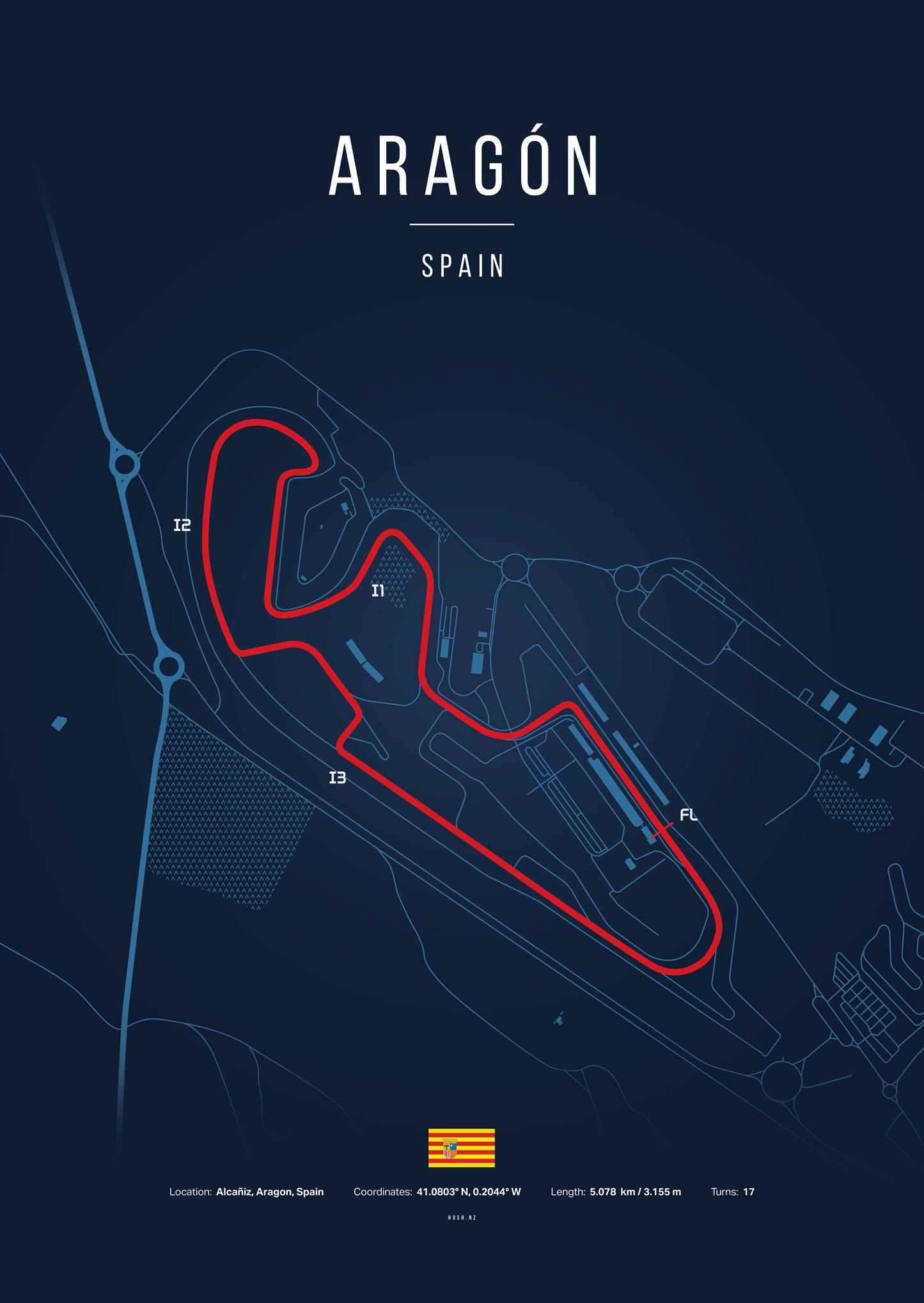 Poster Circuit d’Aragón – Espagne | Affiche MotoGP – Déco murale racing Kover Graphik