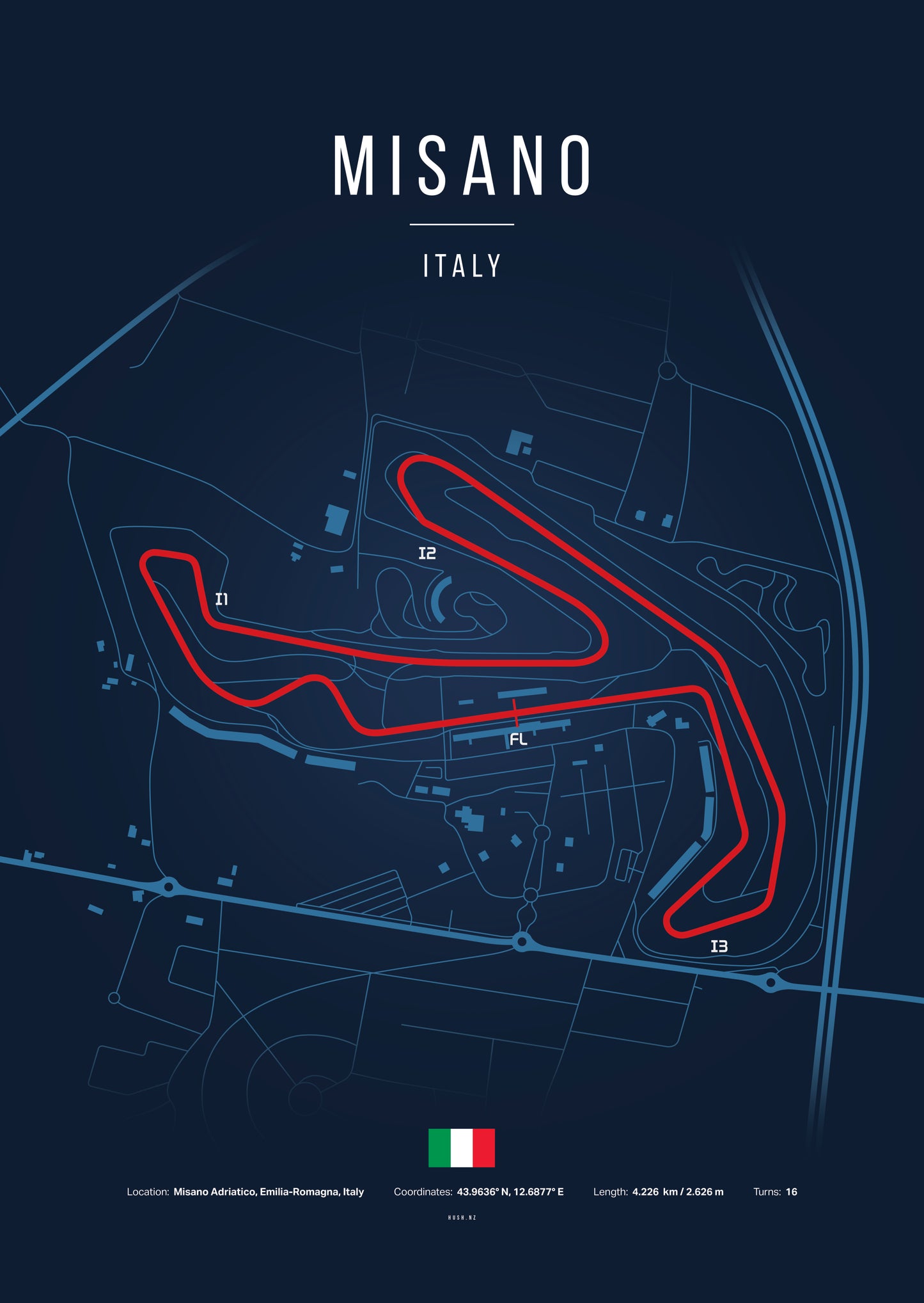 Poster Circuit de Misano – Italie | Affiche MotoGP – Déco murale racing Kover Graphik