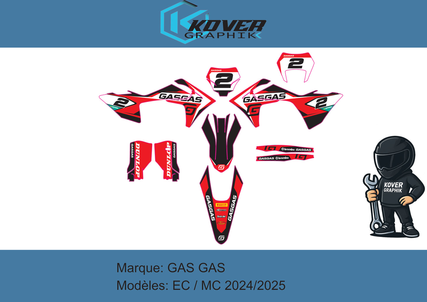 Kit déco Gas Gas EC / MC 2024-2025 – Design Factory Racing | Kover Graphik
