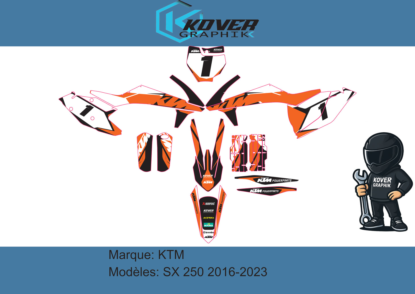 Kit déco KTM SX 250 2016-2023 – Design Factory PowerParts | Kover Graphik