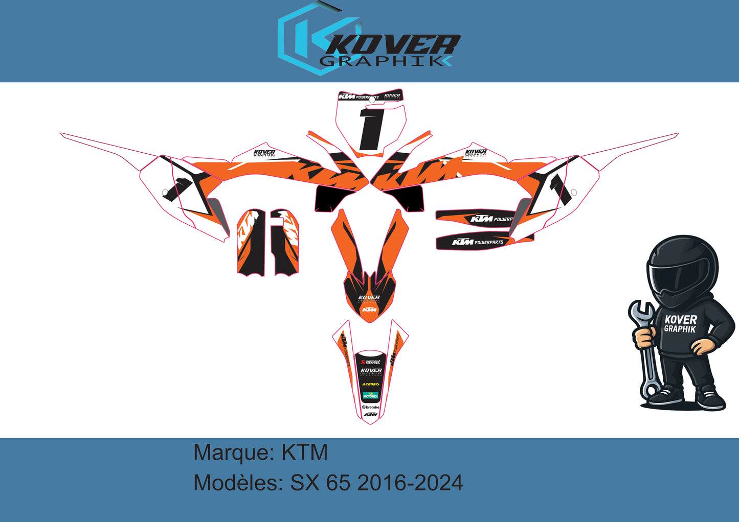 Kit déco KTM SX 65 2016-2024 – Design Factory PowerParts | Kover Graphik