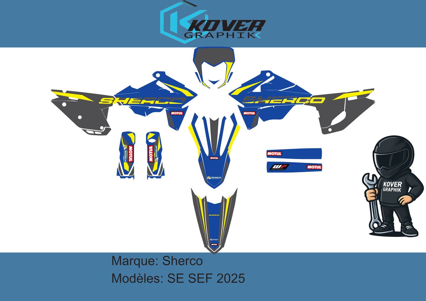 Kit déco Sherco SE / SEF 2025 – Design Factory Motul | Kover Graphik