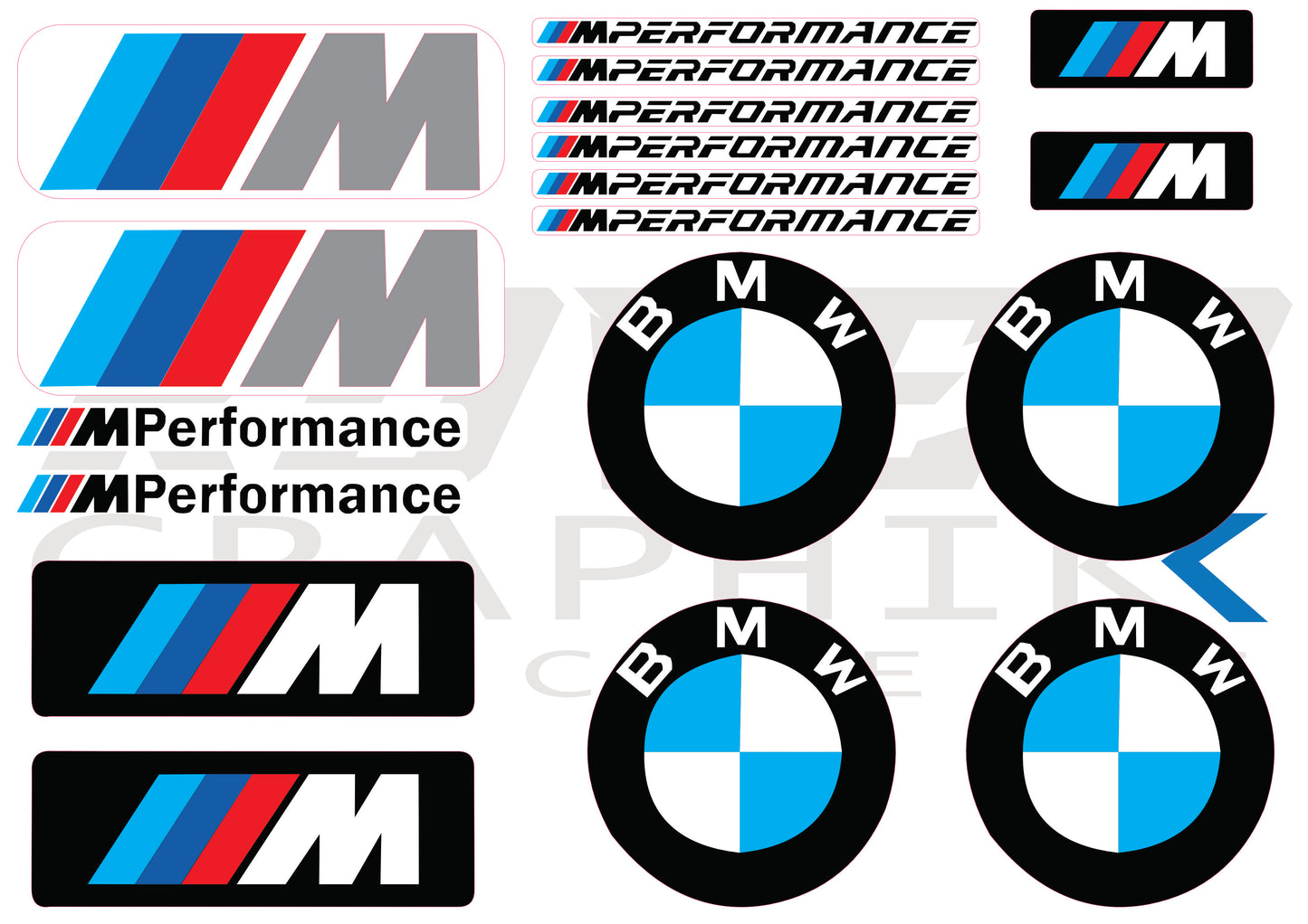 Stickers compatibles BMW M Performance – Planche d’Autocollants Vinyle Résistants pour Moto & Auto