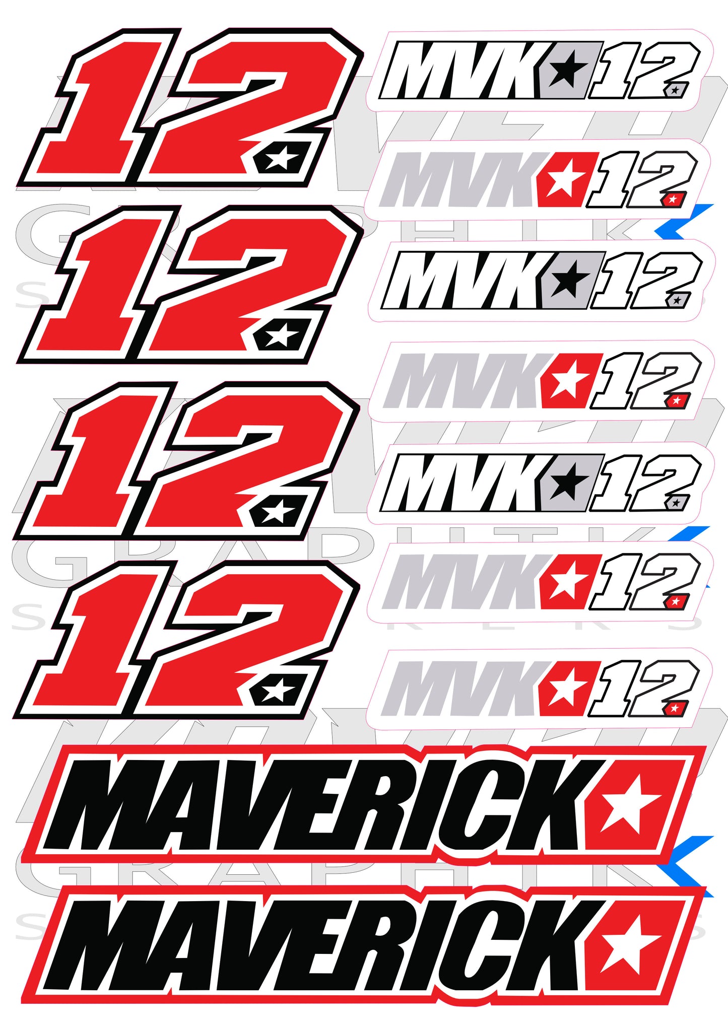 Stickers Moto GP inspiré MVK12 Maverick Viñales – Planche d’Autocollants Racing