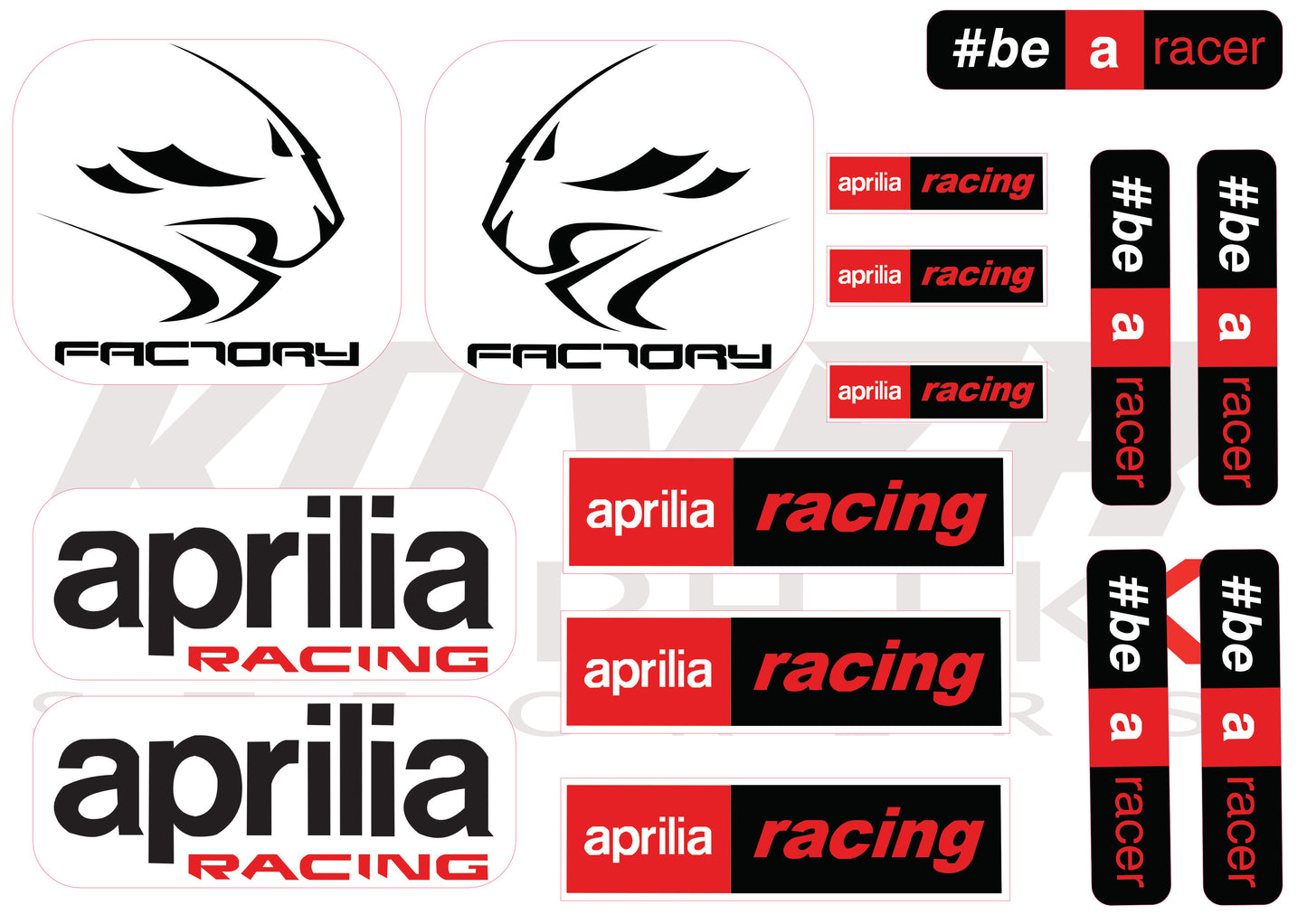 Stickers compatibles Aprilia Racing – Planche d’Autocollants Moto Factory & #be a racer