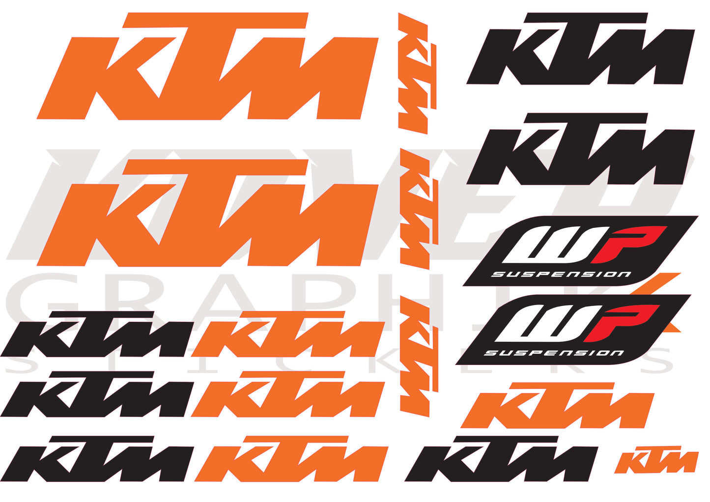 Planche Stickers compatibles KTM & WP Suspension – Autocollants Moto Vinyle Premium