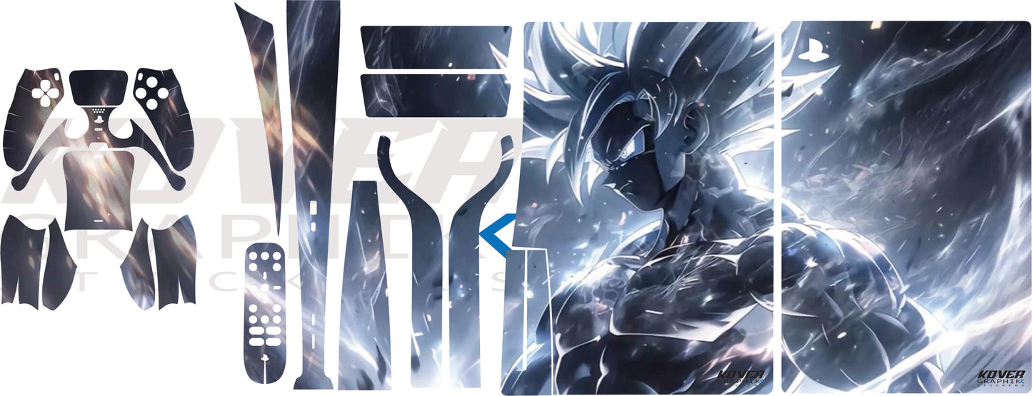 PS5 Skin / Wrap complet « Goku ultra instinct » (inspiré de l'univers Dragon ball)