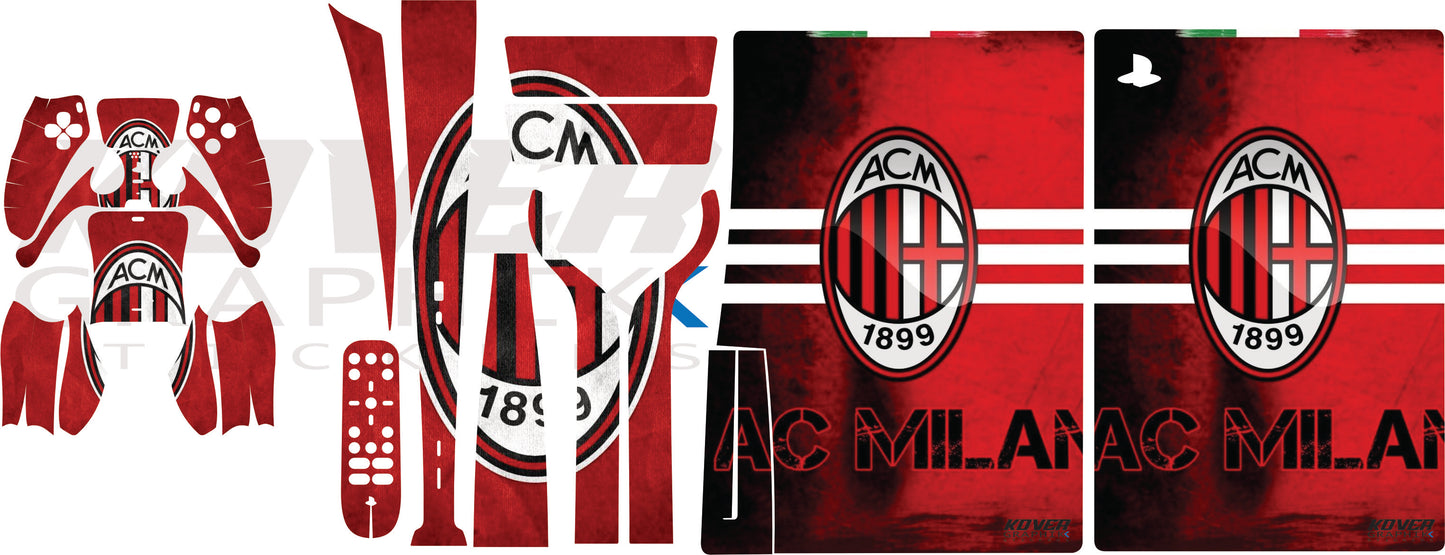 Skin PS5 AC Milan – Kit déco personnalisé PlayStation 5 | Kover Graphik