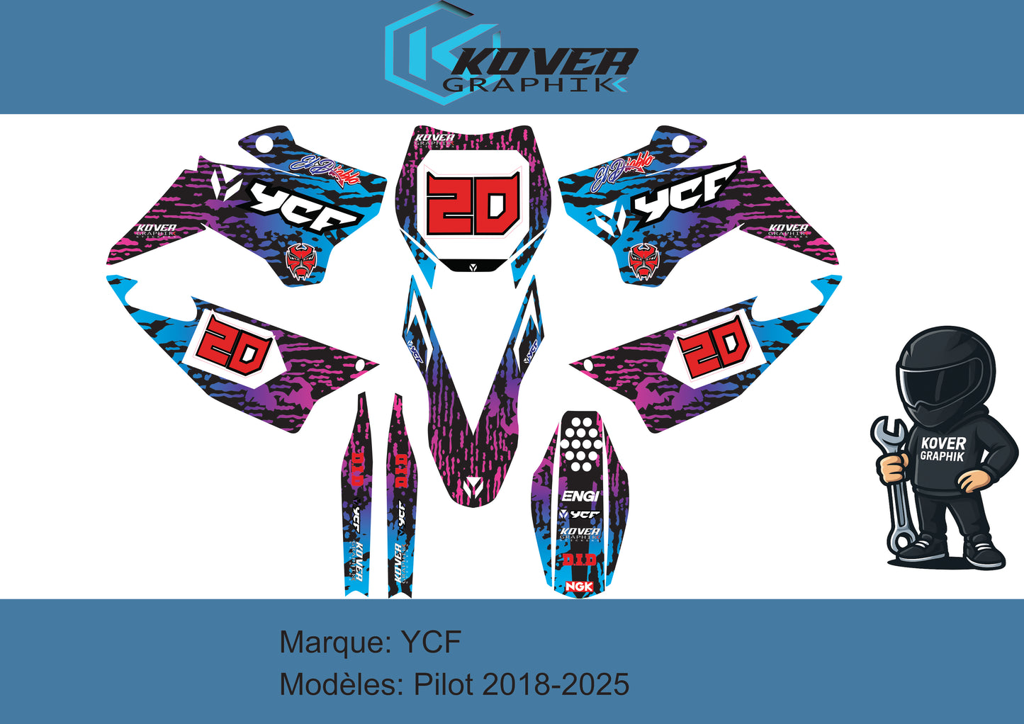KIT DECO MOTO compatible dirt bike YCF Pilot 2018-2025 style Fabio Quartararo 20