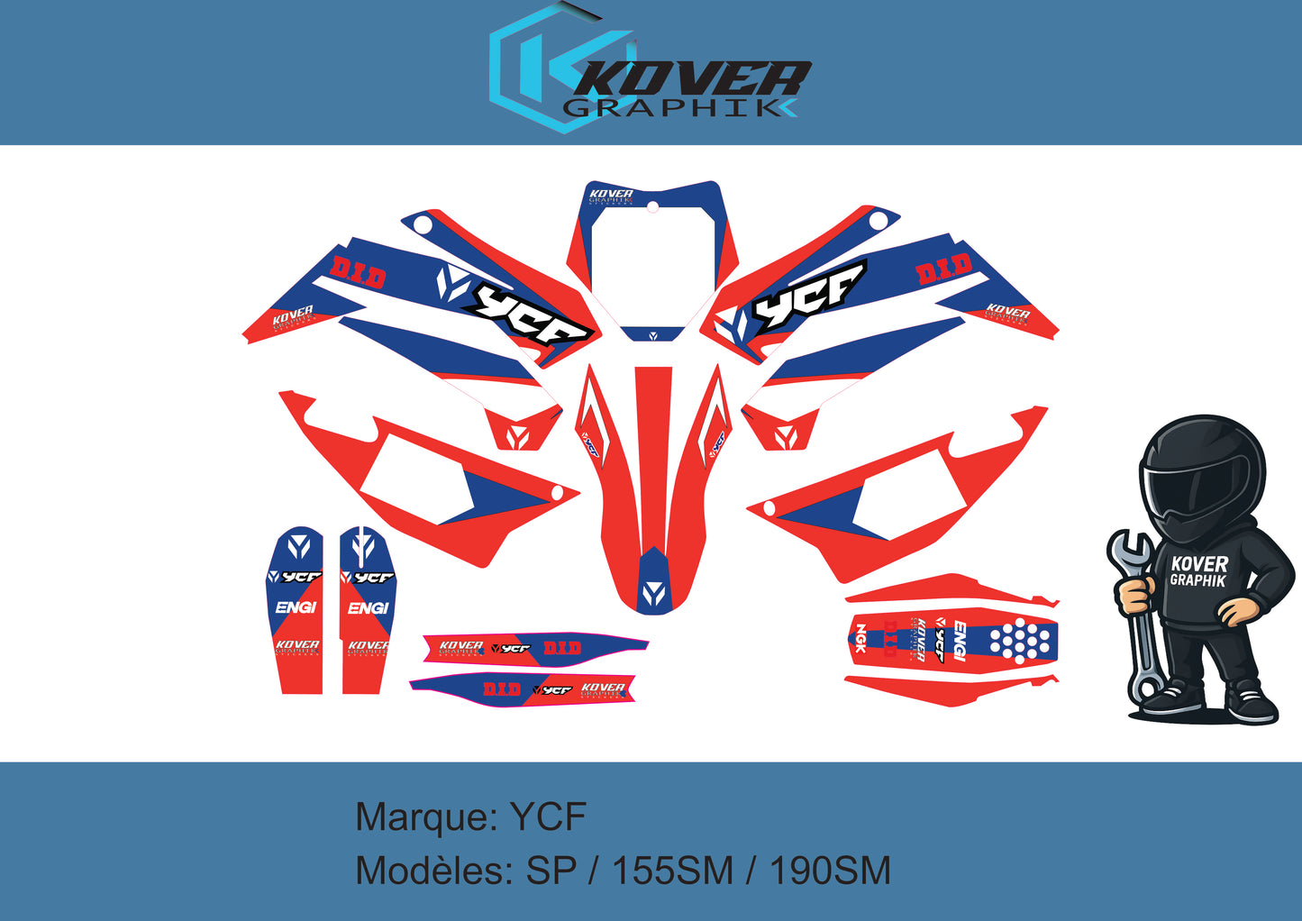 KIT DECO MOTO compatible dirt bike YCF SP / 155SM / 190SM Style Honda HRC