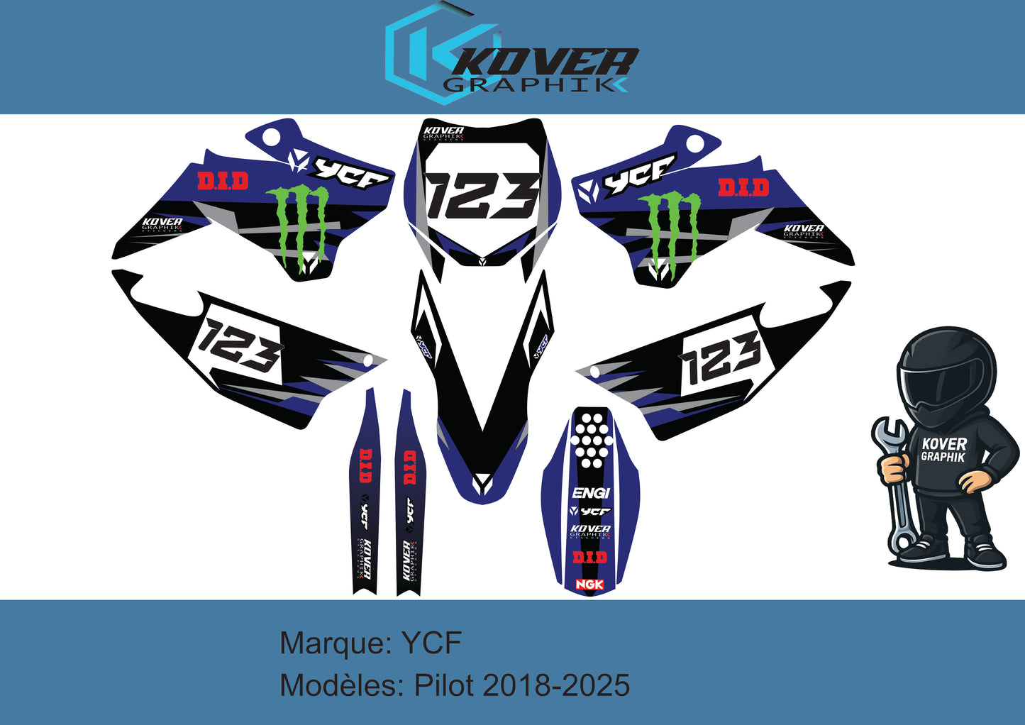 KIT DECO MOTO compatible dirt bike YCF Pilot 2018-2025 style YAMAHA Monster
