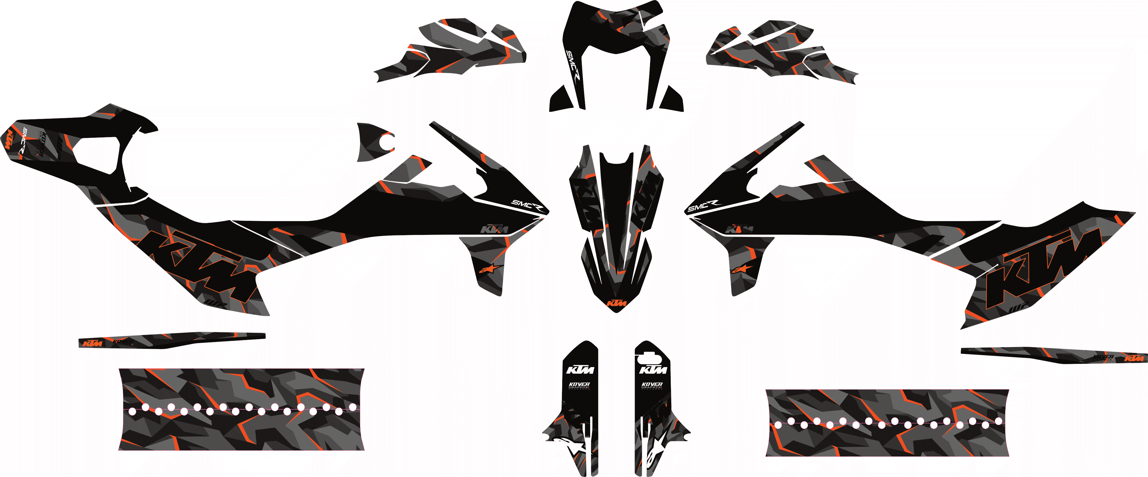 Kit Déco KTM 690 SMC-R (2019-2025) – Camo Dark Edition + Fonds de Jantes