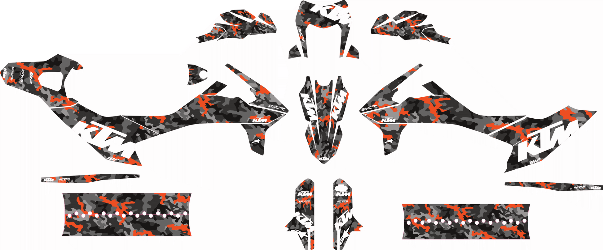 Kit Déco KTM 690 SMC-R 2019-2025 – Camo Orange Racing-1