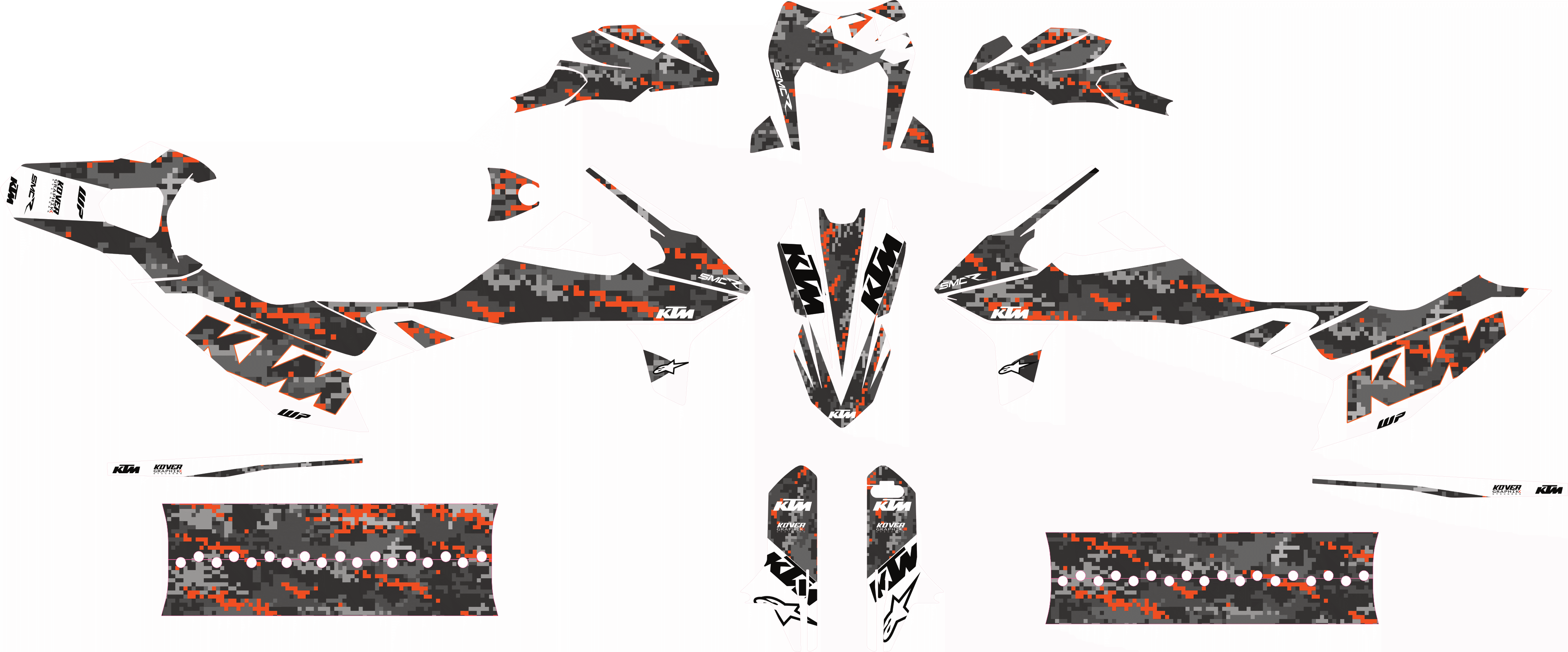 Kit Déco KTM 690 SMC-R 2019-2025 – Digital Camo Orange