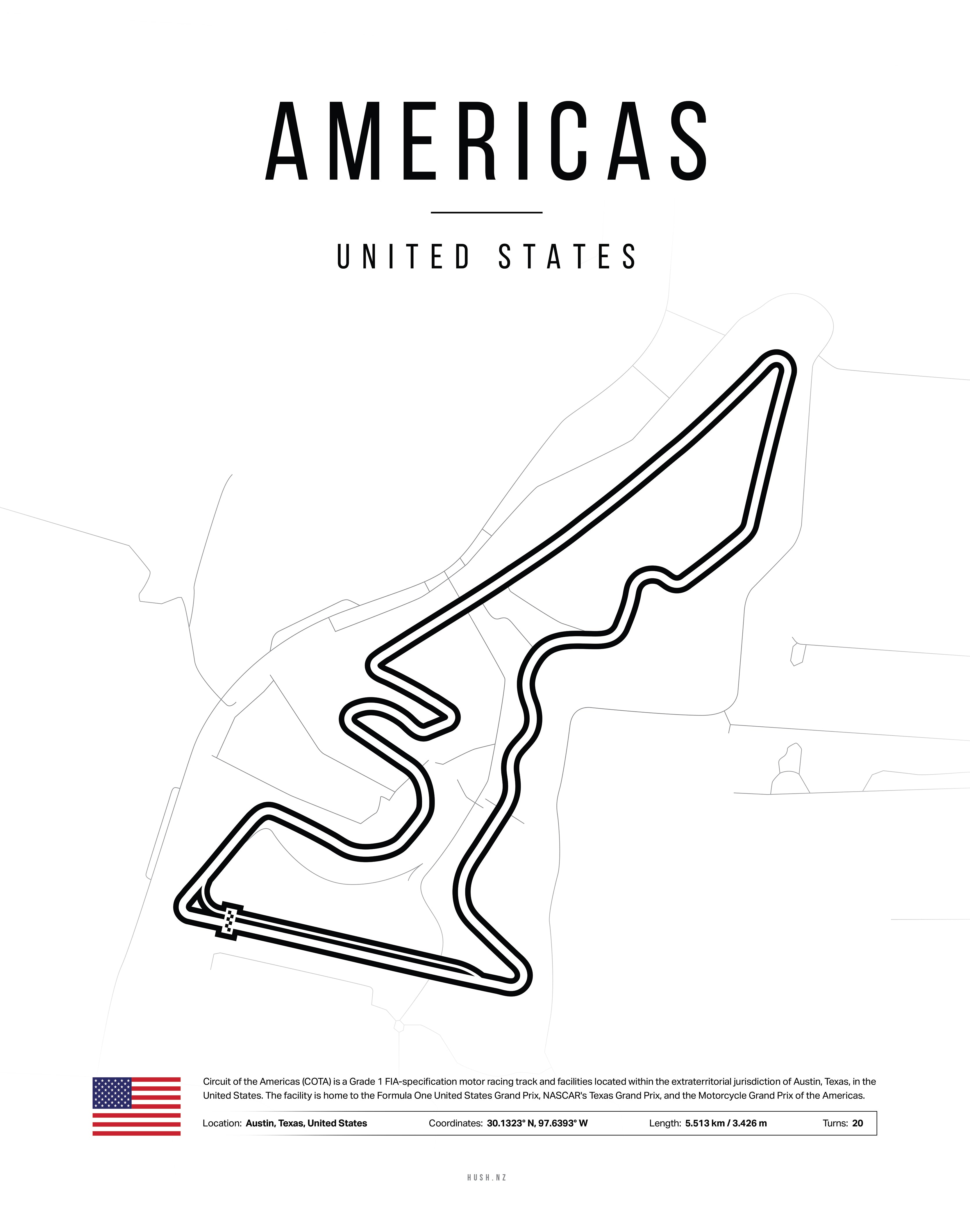 Poster Circuit of the Americas – États-Unis | Affiche Motorsport Minimaliste
