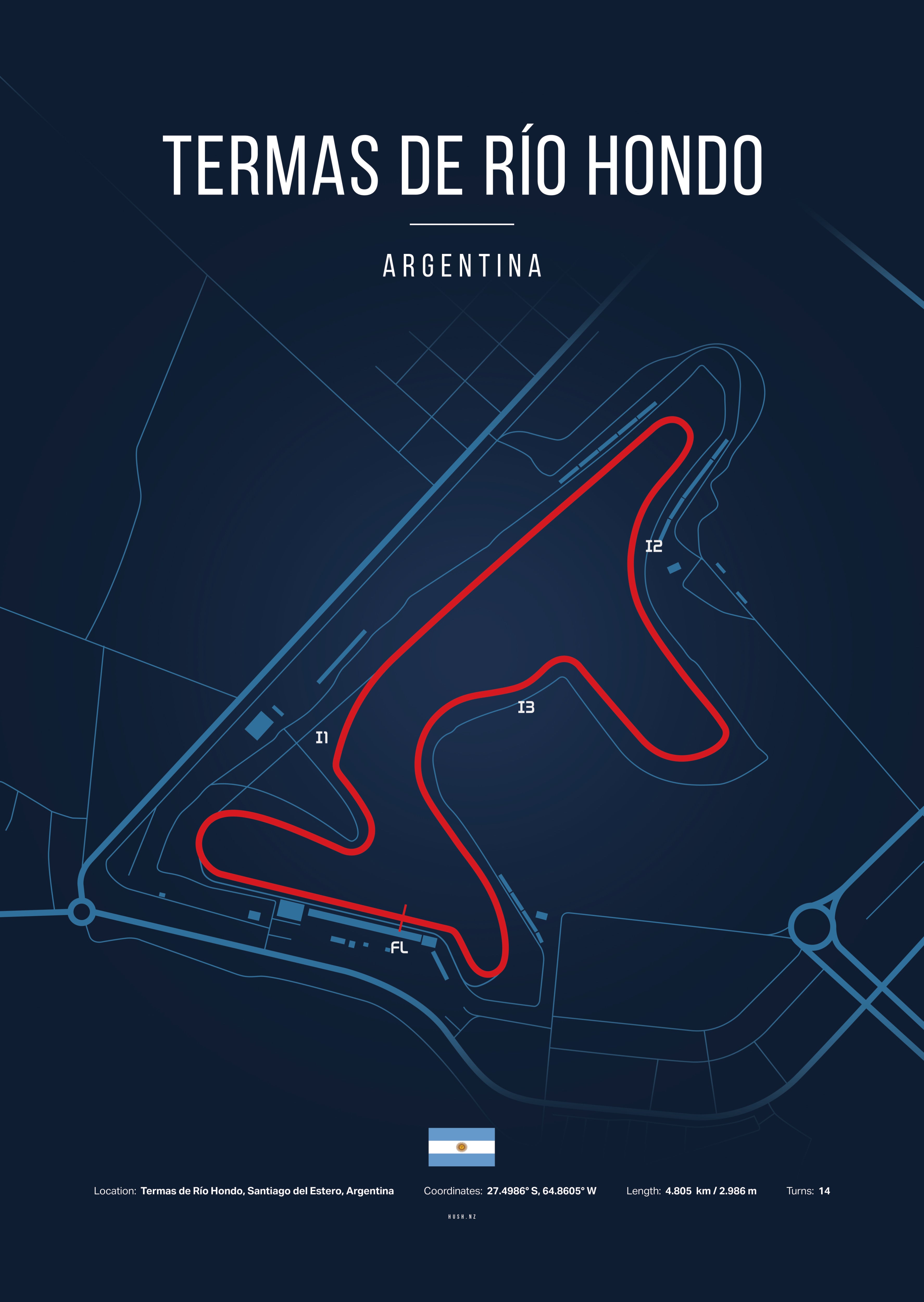 Cartel Circuito Termas de Río Hondo – Argentina | Póster MotoGP – Decoración de pared de carreras Kover Graphik