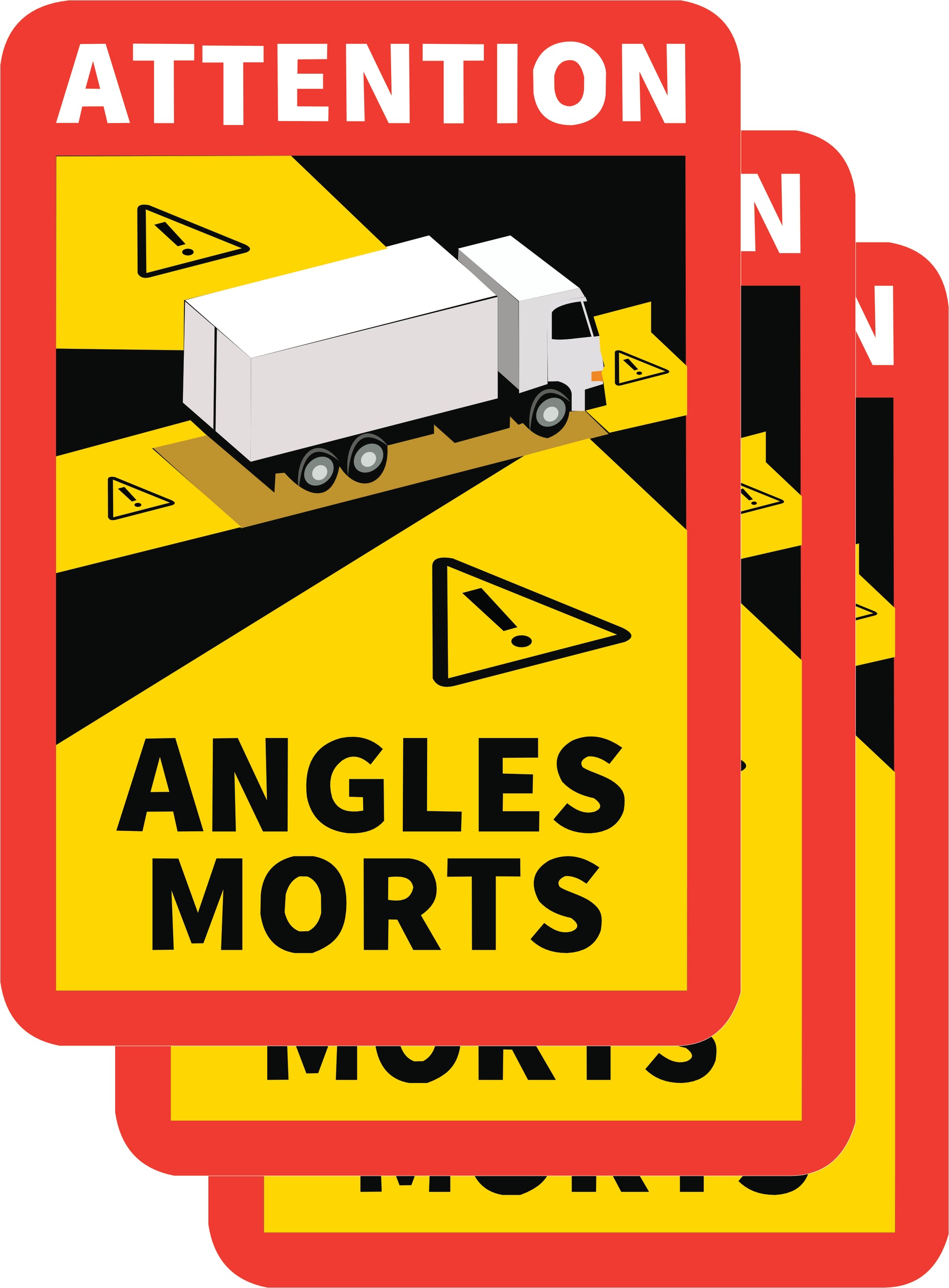 Pack de 3 autocollants “Angles Morts” réglementaires – Signalisation obligatoire véhicules lourds-1