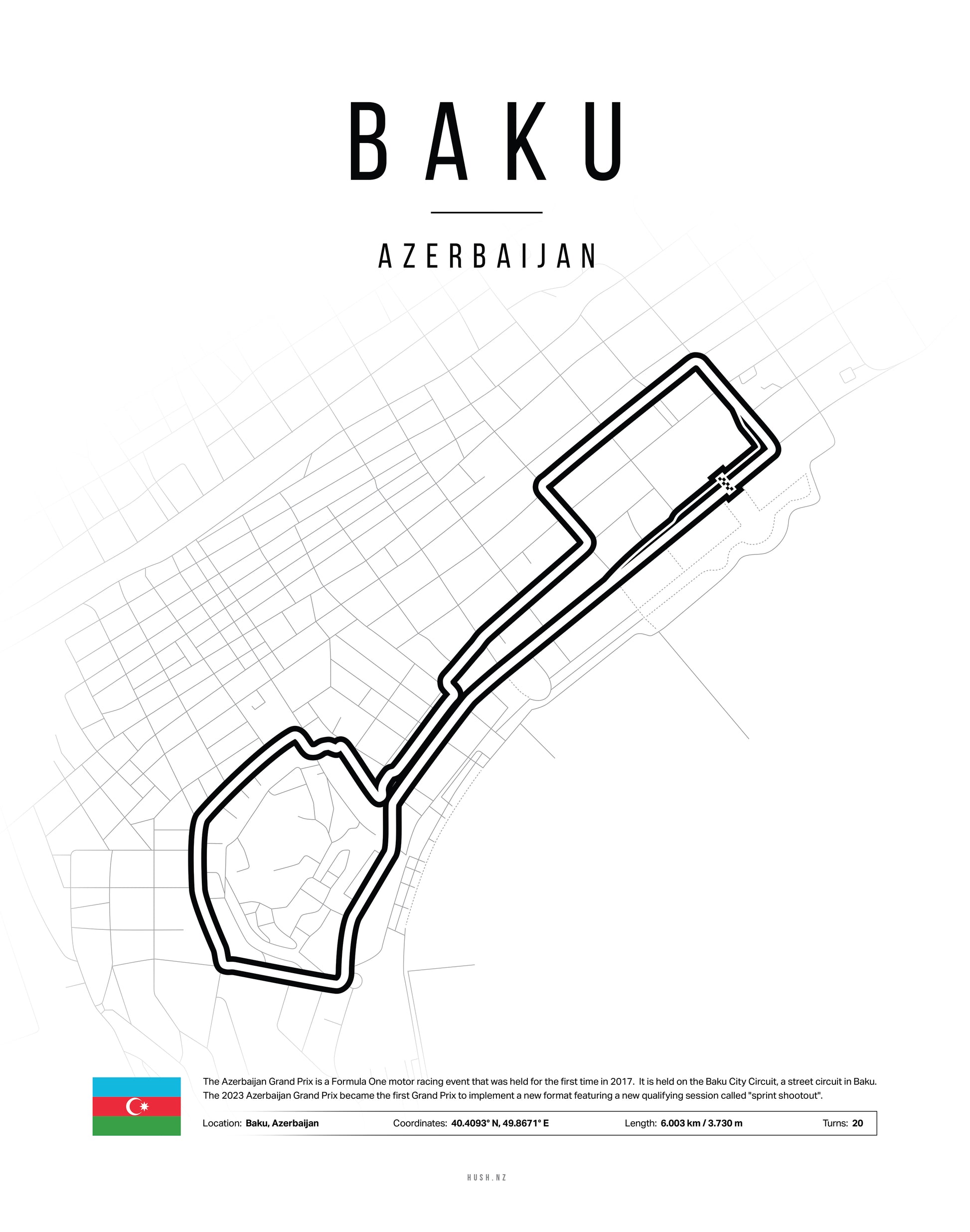 Poster Circuit de Baku – Azerbaijan | Affiche Motorsport & F1 Street Circuit-2