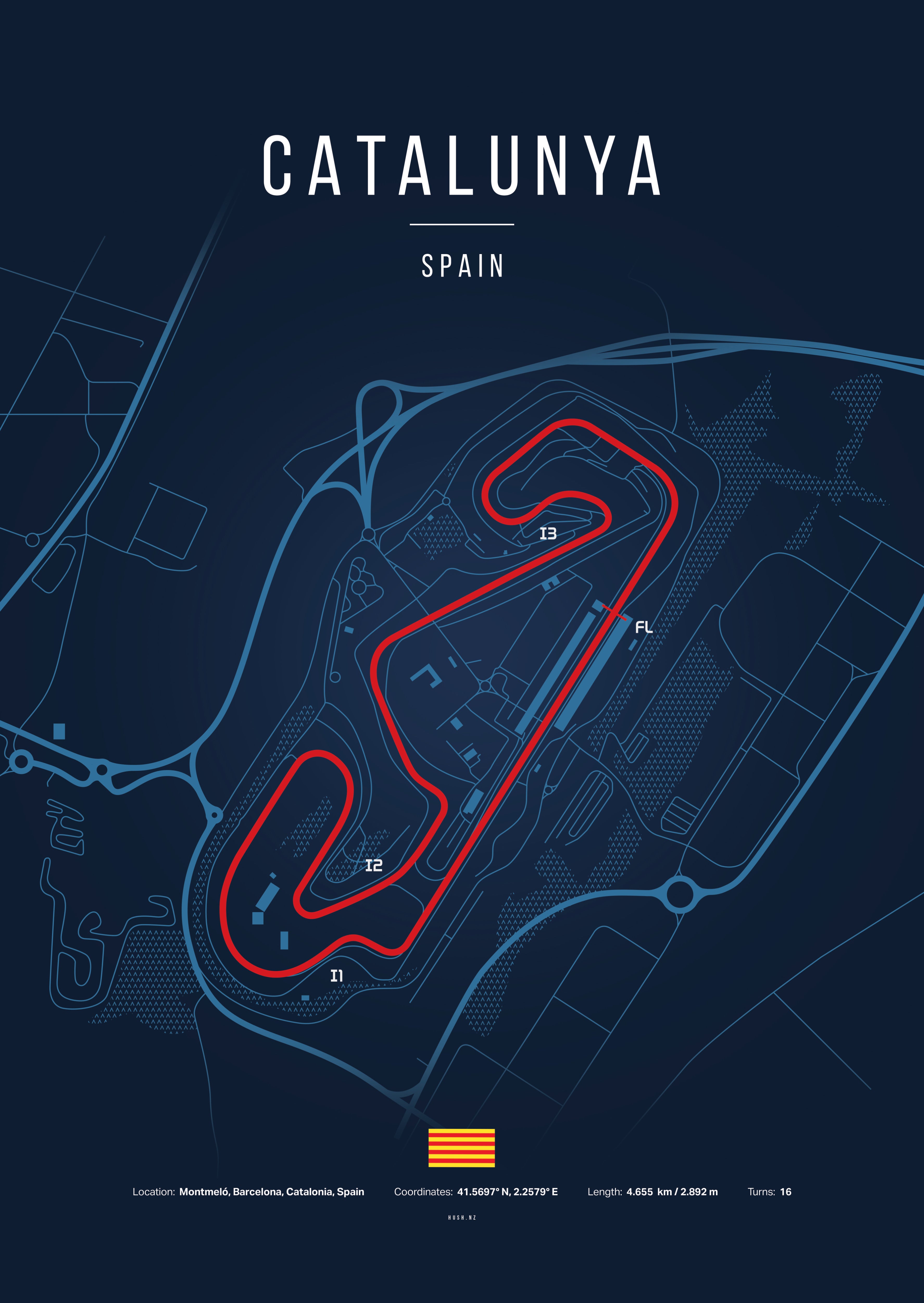 Póster del Circuito de Cataluña (España) | Póster de MotoGP Barcelona – Decoración de pared de carreras Kover Graphik
