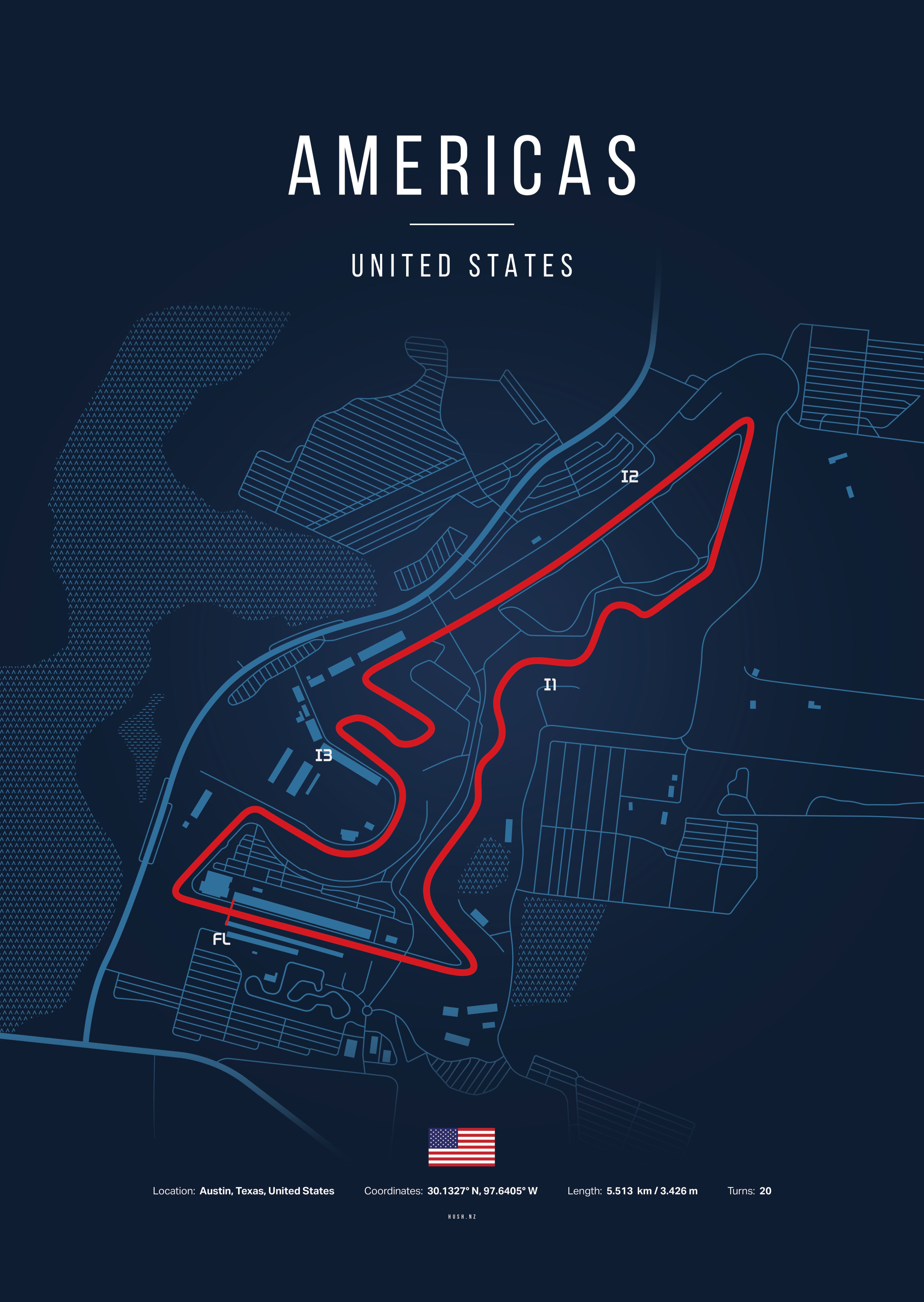 Poster Circuit of The Americas – États-Unis | Affiche MotoGP Austin – Déco murale racing Kover Graphik