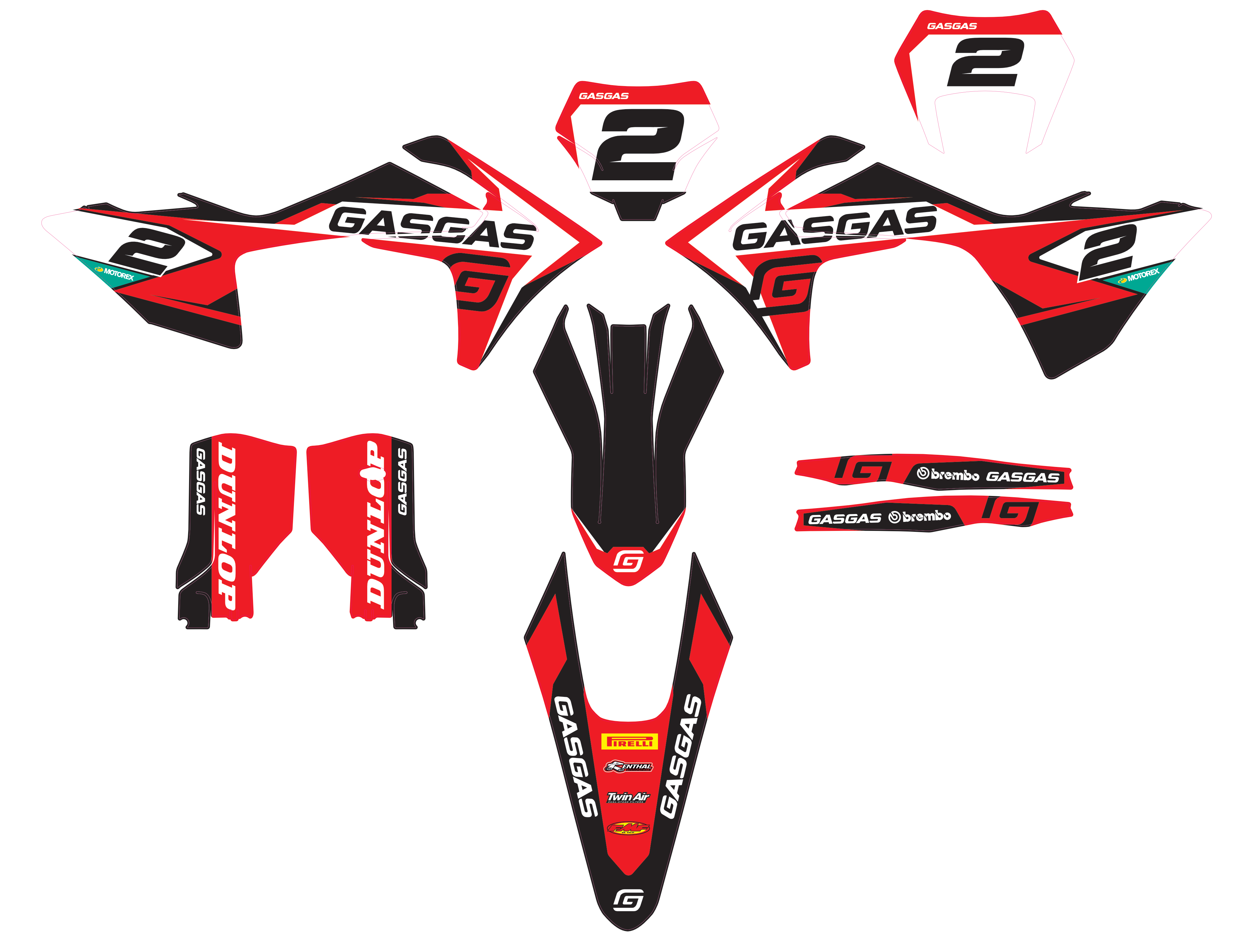 Kit déco GasGas EC & MC 125 à 450 (2024–2025) – Design Racing Rouge / Noir