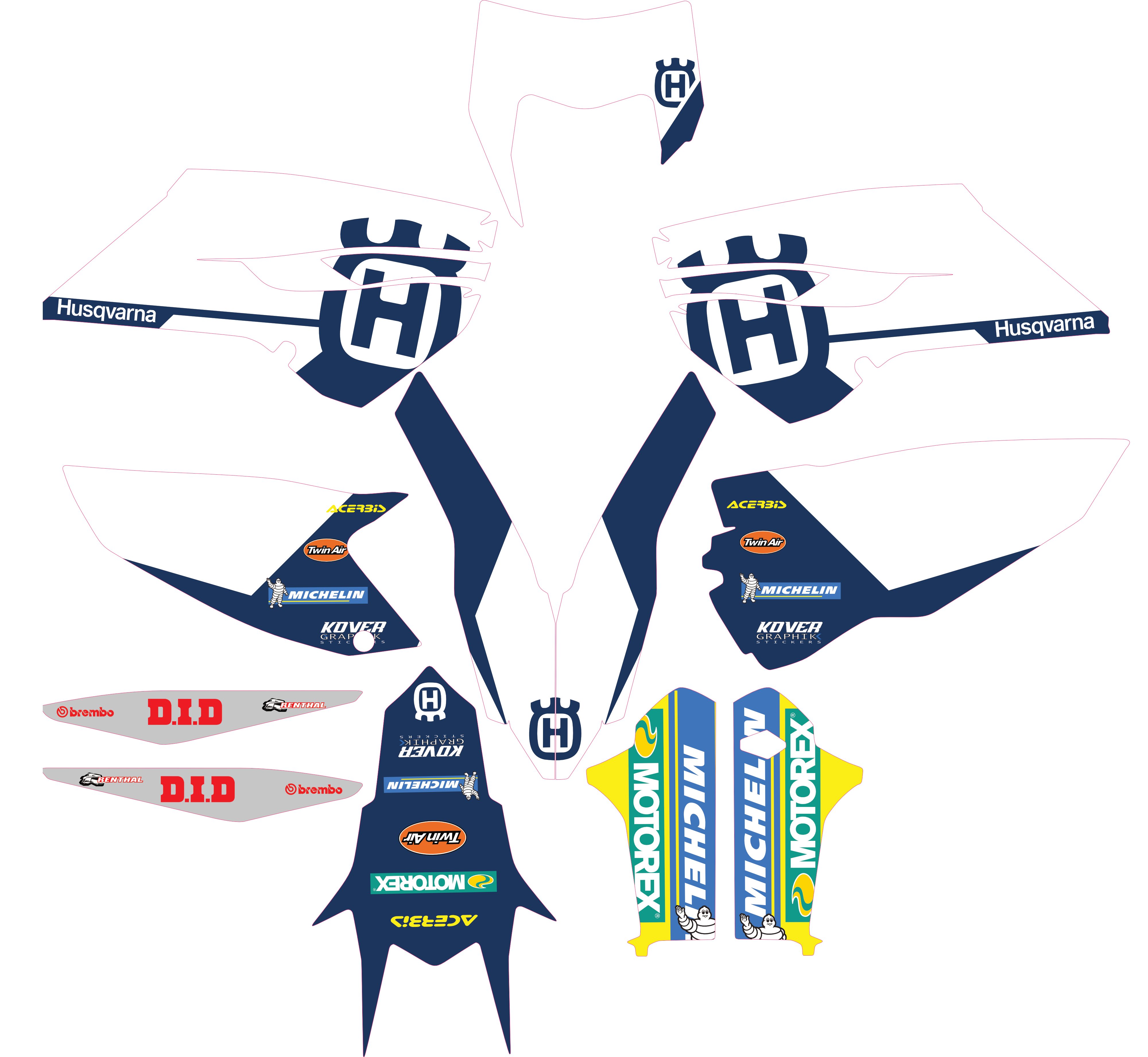 Kit déco Husqvarna TE & FE 250 à 501 (2014–2016) – Design Enduro Factory Blue