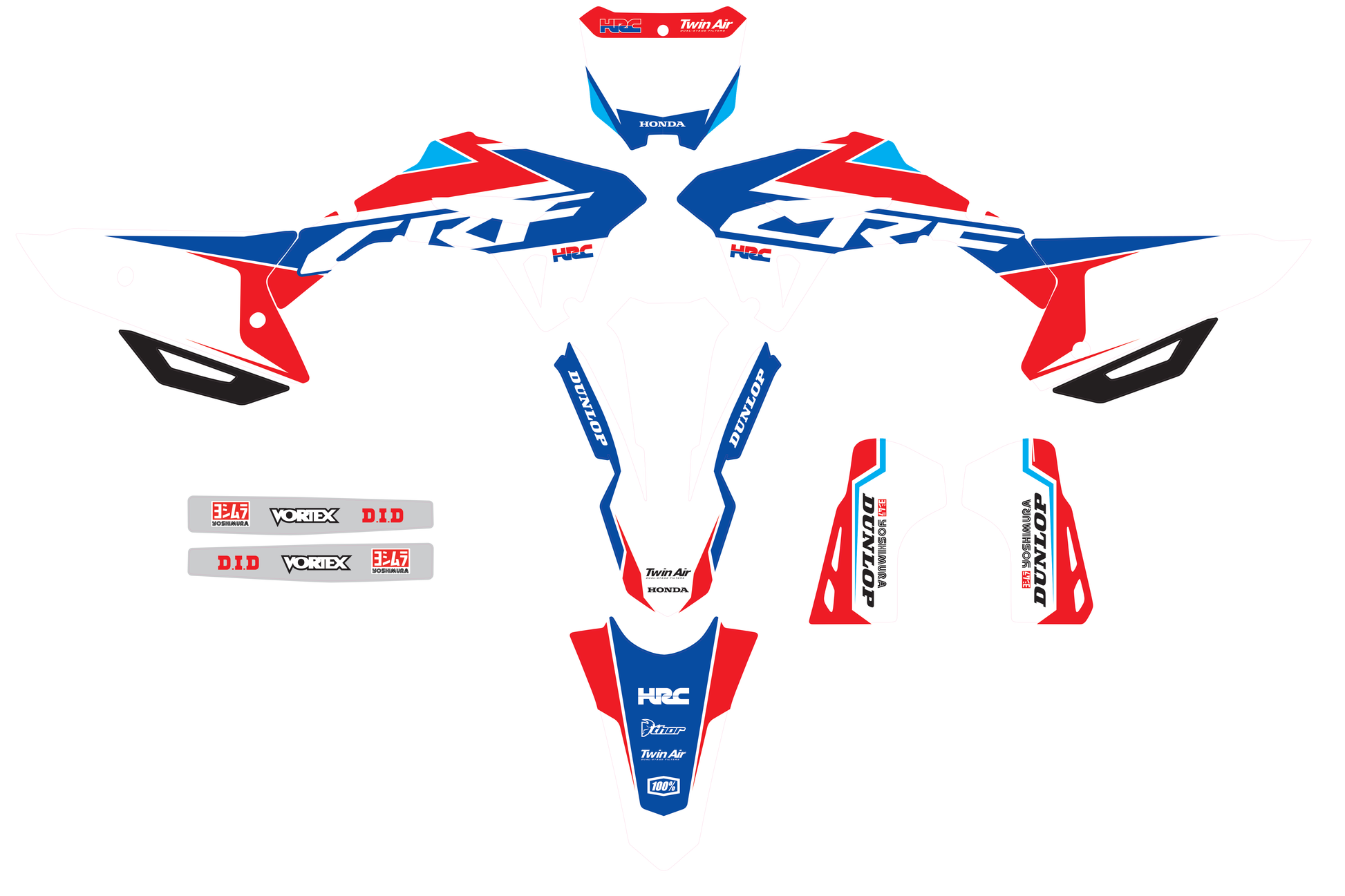 Kit déco Honda CRF 250R 450R 2021-2025 – Design White Edition HRC-2