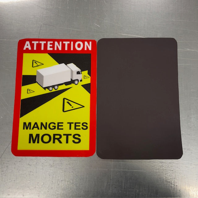 Sticker & Panneau Magnétique Humour “Attention – Mange tes morts” – 25 × 17 cm – Style Panneau Officiel-1