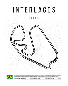 Poster Interlagos – Brésil | Affiche Circuit F1 São Paulo Minimaliste-2