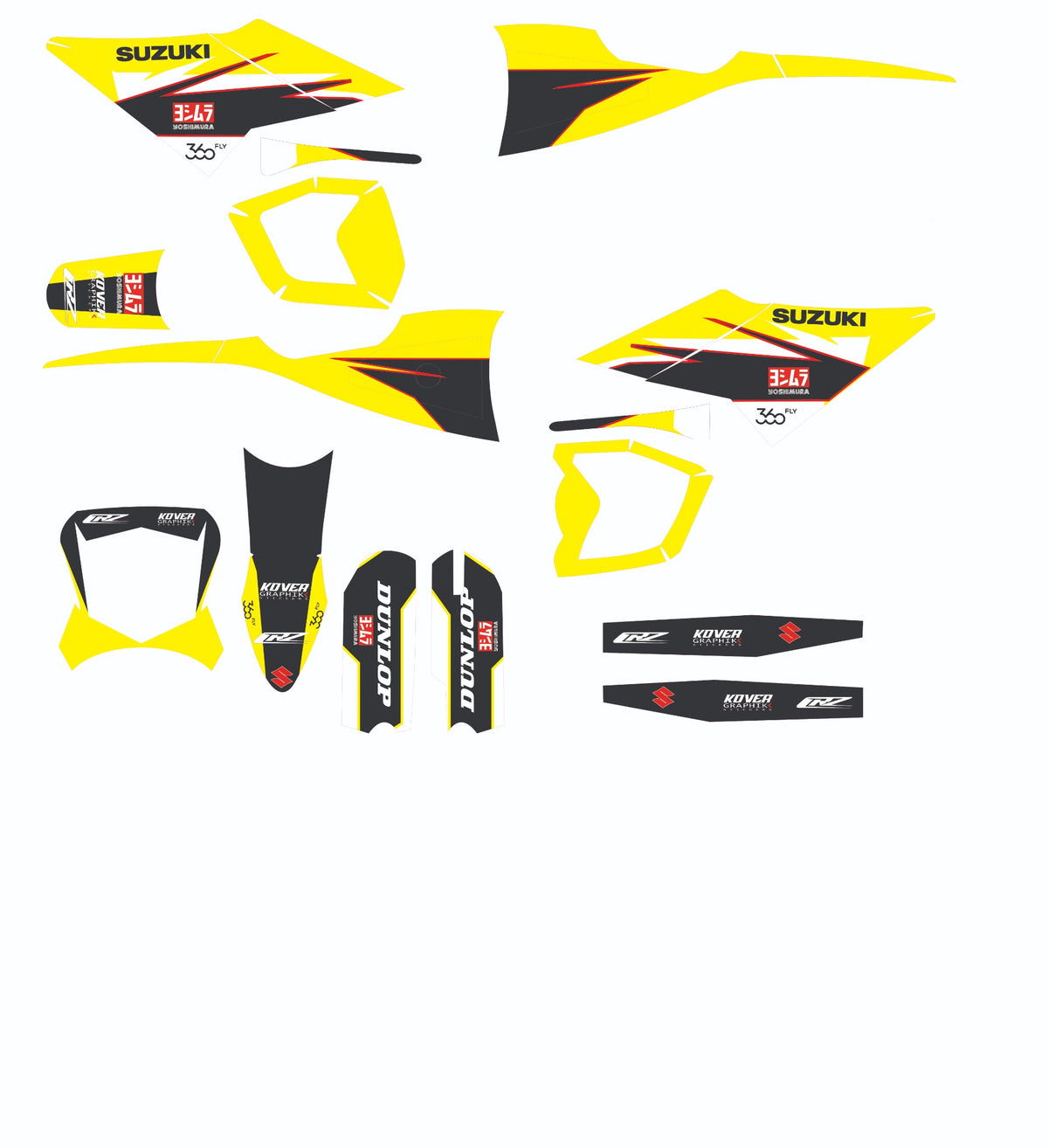 Planche graphique kit déco CRZ Iron Suzuki jaune noir rouge compatible 2500W 5000W 6000W