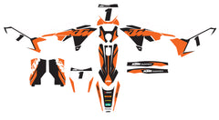 Kit déco KTM EXC EXC-F orange noir blanc vue complète