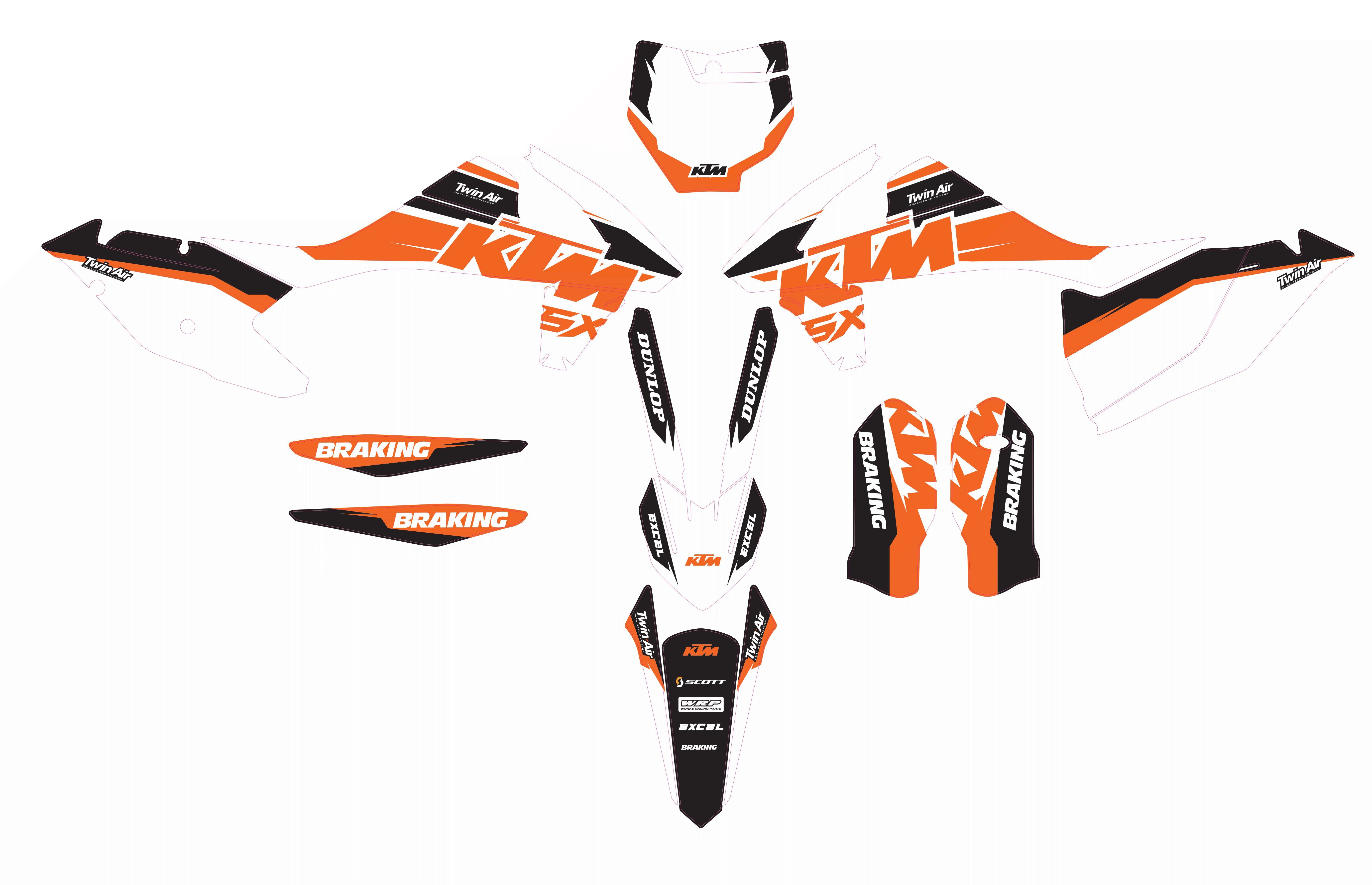 Kit déco KTM SX 250-450 2016-2018 – Design Factory Orange Line