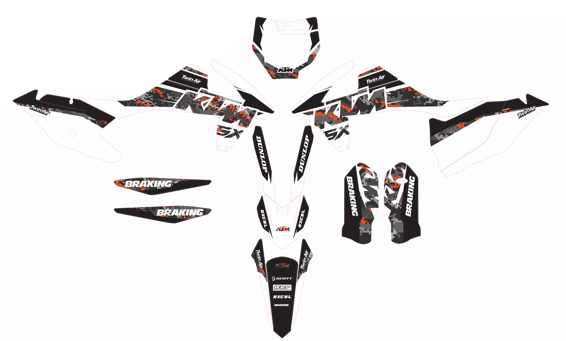 Kit gráfico para KTM SX 250-450 2016-2018 – Design Factory Orange Line | Kover Graphik-1