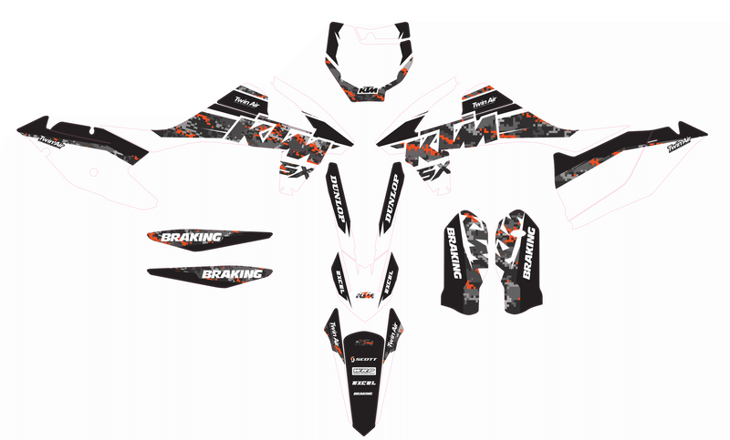 Kit gráfico para KTM SX 250-450 2016-2018 – Design Factory Orange Line | Kover Graphik-1