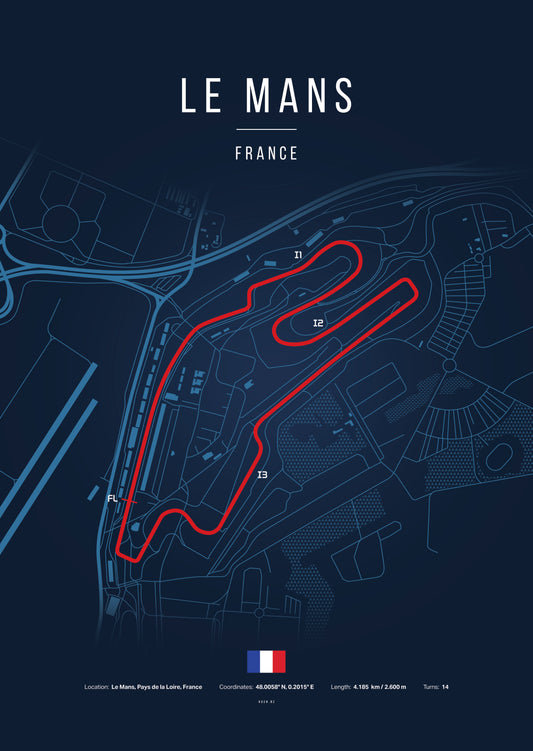 Poster Circuit Le Mans – France | Affiche MotoGP – Déco murale racing Kover Graphik