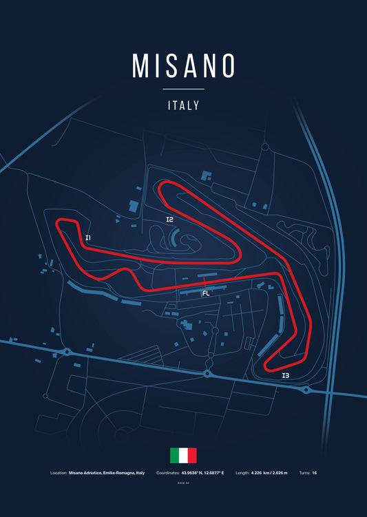 Poster Circuit de Misano – Italie | Affiche MotoGP – Déco murale racing Kover Graphik