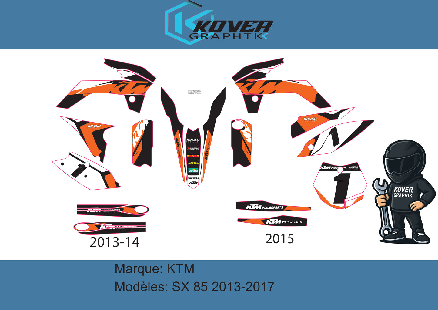 Kit déco KTM SX 85 2013-2017 – Design Factory PowerParts | Kover Graphik