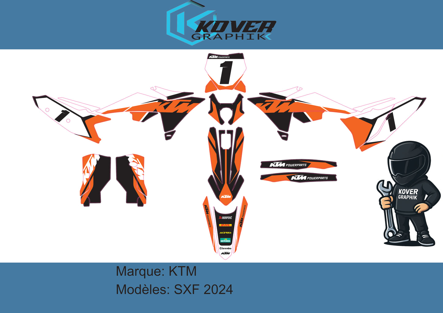 Kit déco KTM SX-F 2024 – Design Factory PowerParts | Kover Graphik