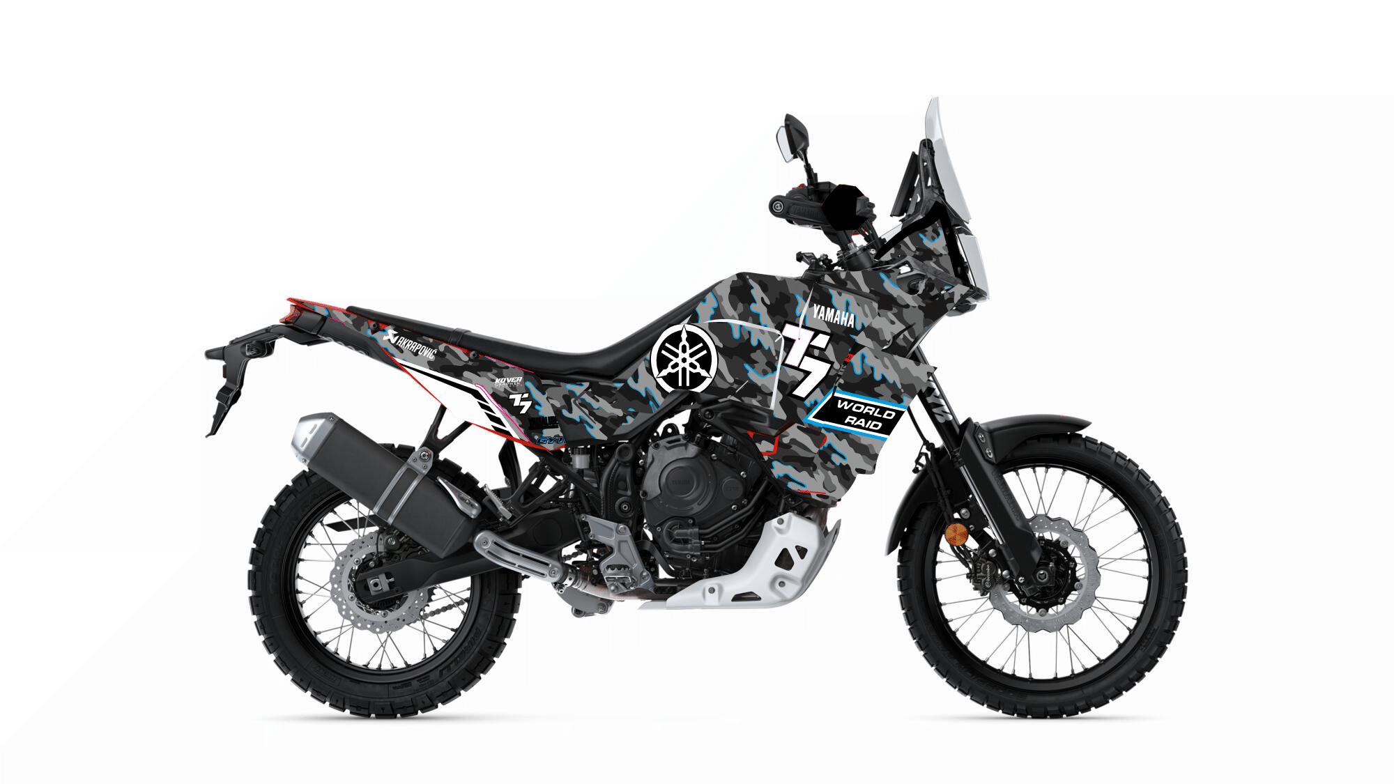Kit Déco Yamaha Ténéré 700 World Raid (2022 à aujourd’hui) – Design camouflage Blue