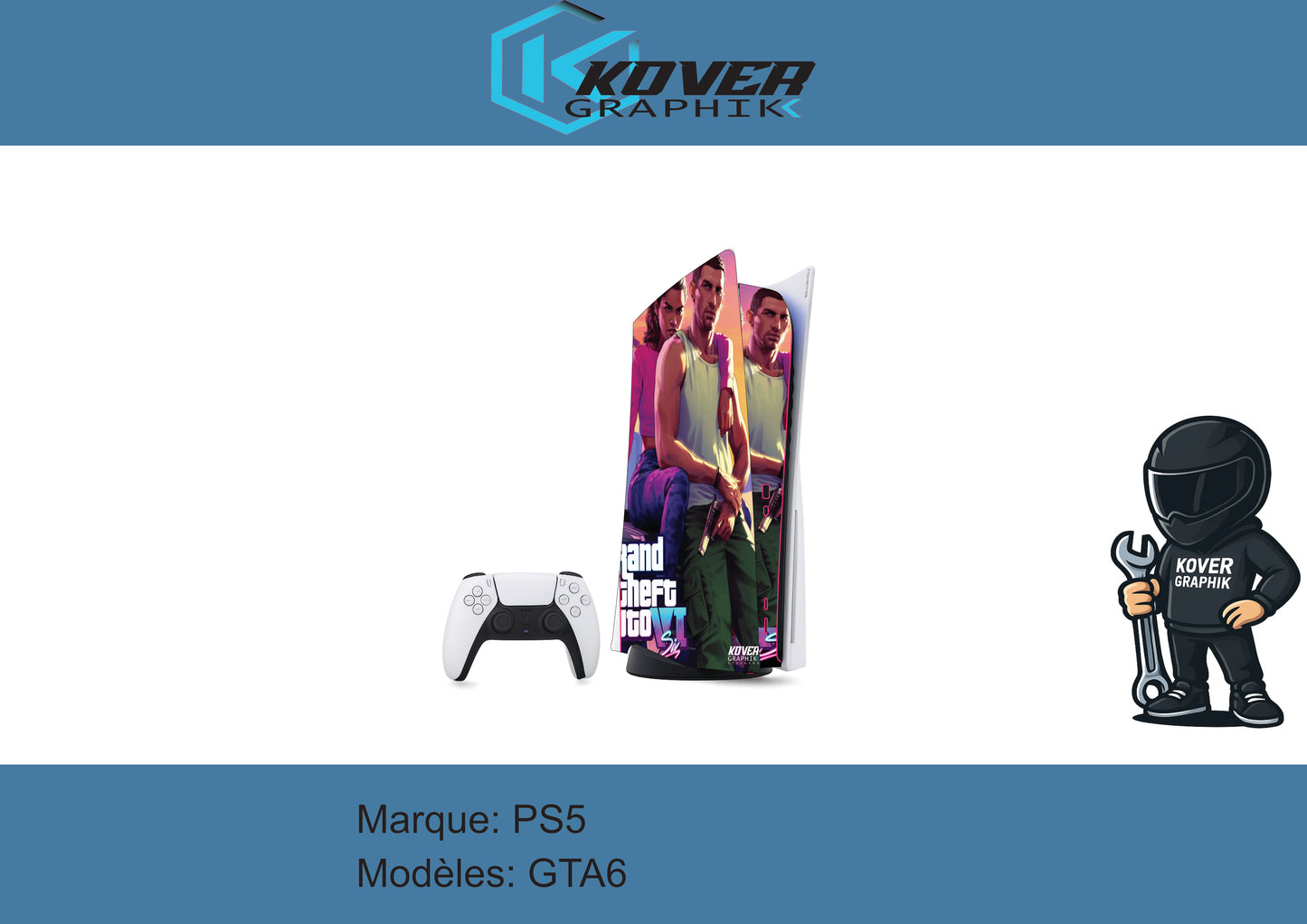 PS5 Skin / Wrap complet « Neon City » (inspiré affiche GTA6)