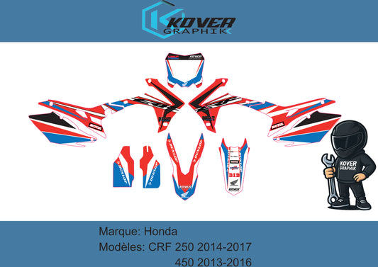 Kit déco Honda CRF 250 2014-2017 / 450 2013-2016 – Design HRC Factory | Kover Graphik