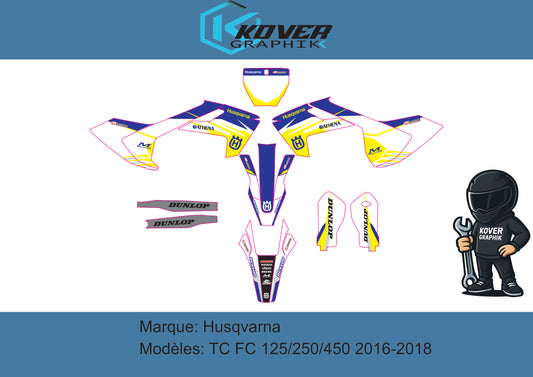 Kit déco Husqvarna TC/FC 125-250-450 2016-2018 – Design Factory Racing Yellow | Kover Graphik