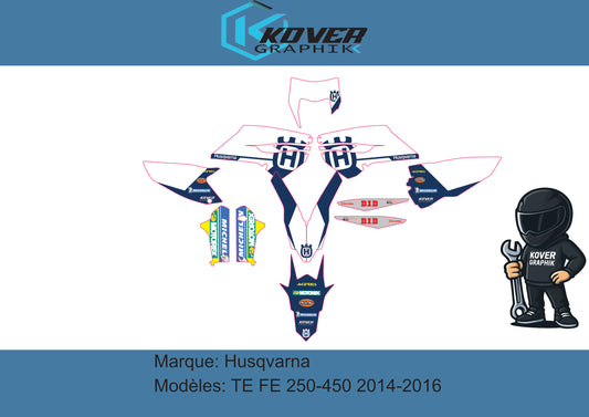 Kit déco Husqvarna TE/FE 250-450 2014-2016 – Design Enduro Factory Blue | Kover Graphik