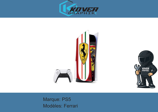 Skin PS5 Ferrari – Kit déco personnalisé PlayStation 5 | Kover Graphik