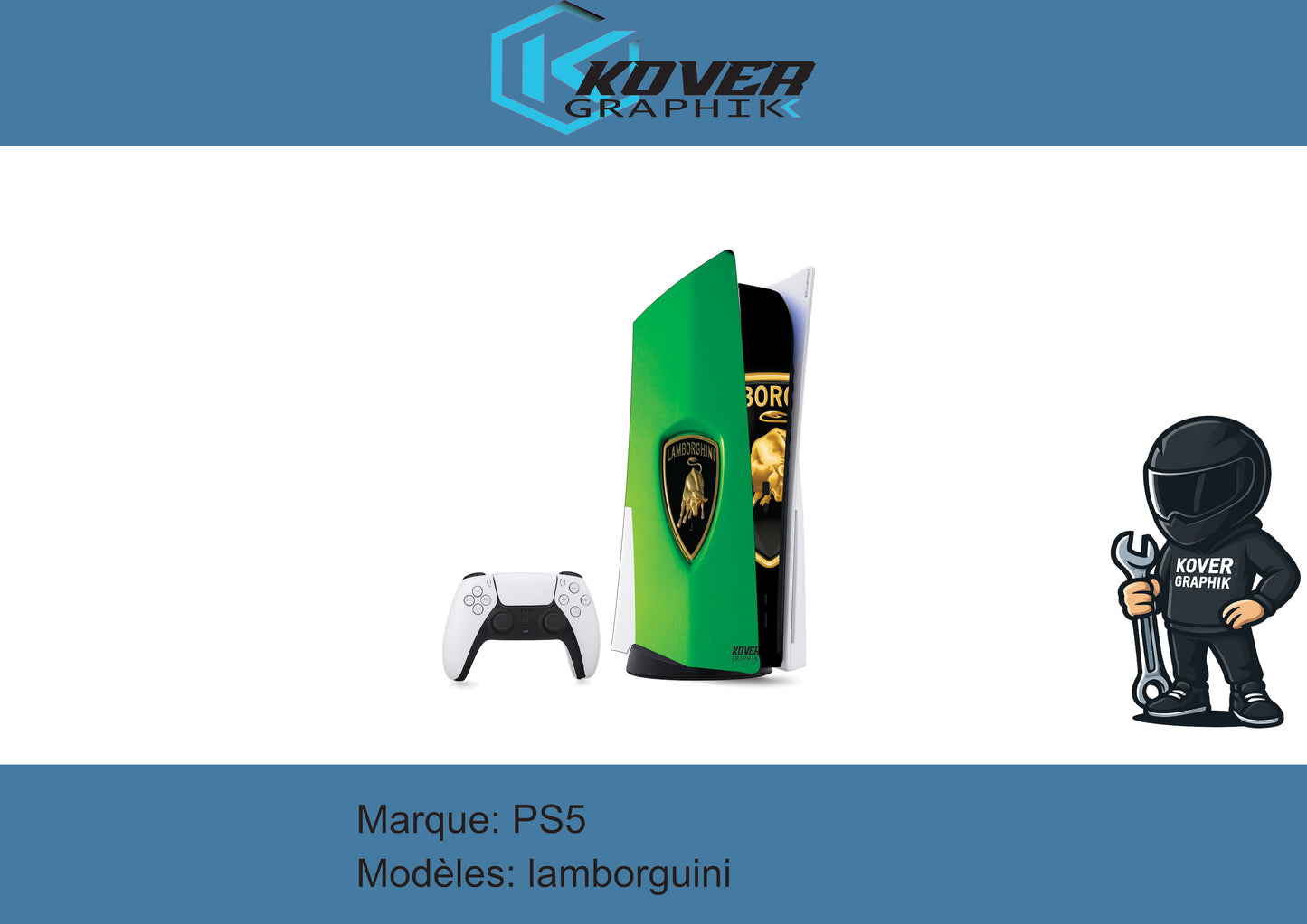 Skin PS5 Lamborghini – Kit déco personnalisé PlayStation 5 | Kover Graphik