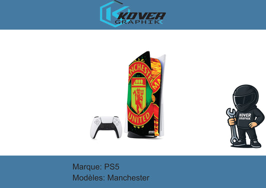 Skin PS5 Manchester United – Kit déco personnalisé PlayStation 5 | Kover Graphik