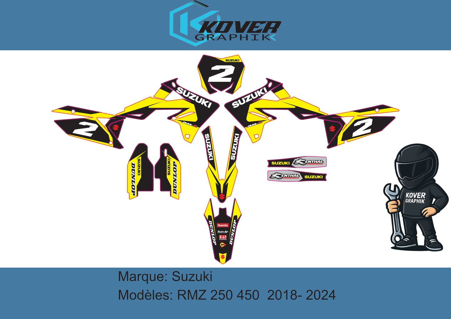 MOTORRAD-GRAFIKKIT, kompatibel mit Dirtbikes YCF Start 88/125 und 125SM, Yamaha-Rennstil