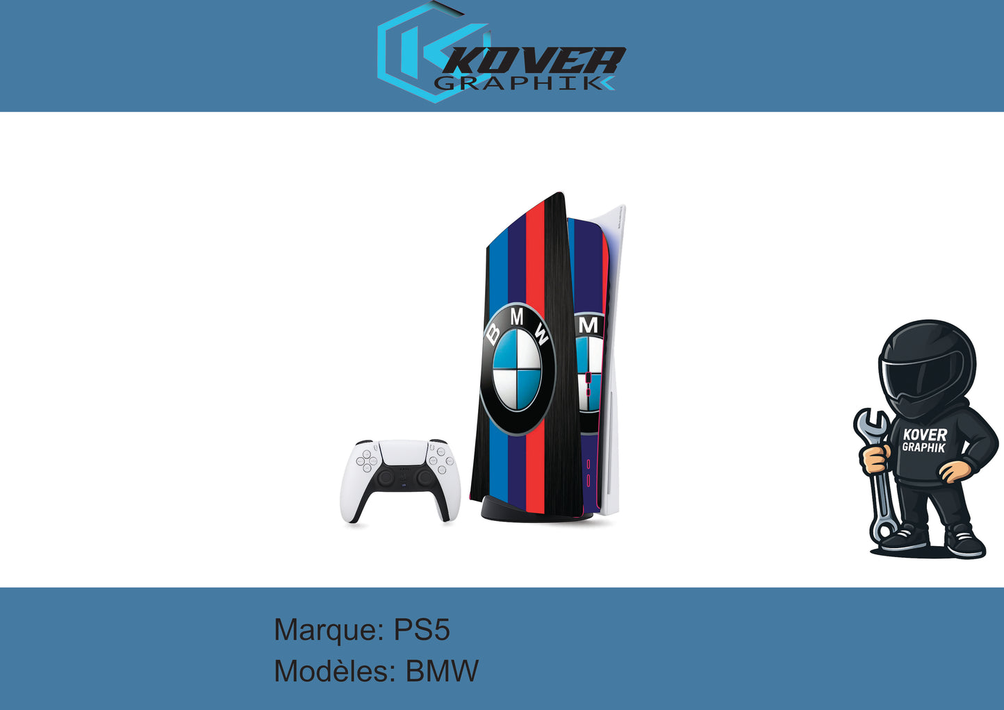 Skin PS5 Racing M Style – Sticker Vinyle Premium Console + Manette