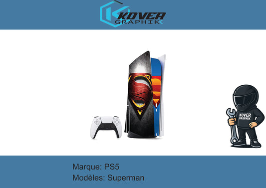 Skin PS5 Superman – Kit déco personnalisé PlayStation 5 | Kover Graphik