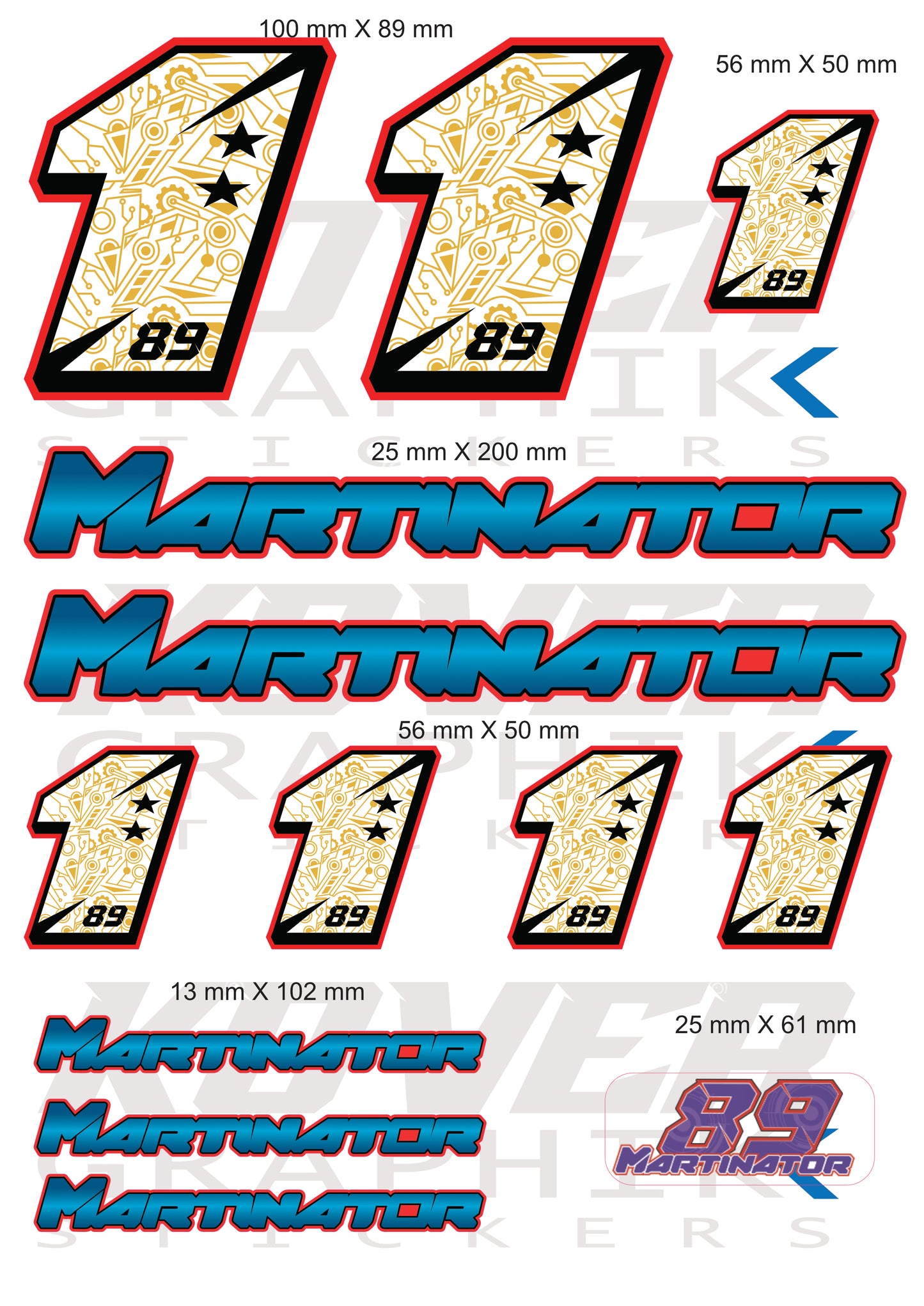 Stickers MotoGP inspiré Jorge Martín #89 – Planche Autocollants Martinator